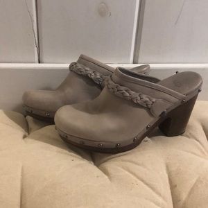 Ugg fur lined leather clogs. 3 inches for divas!